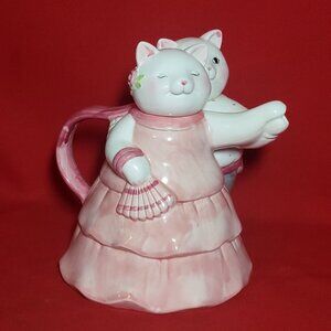 Vintage Applause Dancing Cat Teapot Ceramic